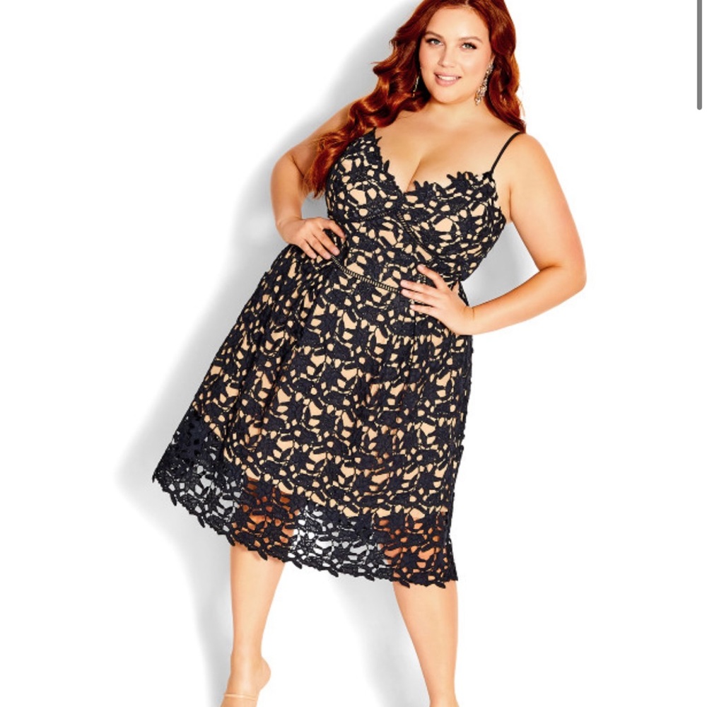 City Chic Navy Crotchet Fit and Flair (20)
